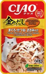 INABA Ciao консервы для кошек Тунец Кацуо и тунец Кацуо с куриным филе 60 гр
