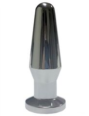 Серебристая анальная пробка с черным кристаллом - 10,3 см. - 