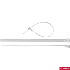 ЗУБР КСР-Б1, 7.5 x 200 мм, нейлон РА66, 100 шт, белые, кабельные стяжки разъемные, Профессионал (309240-75-200)