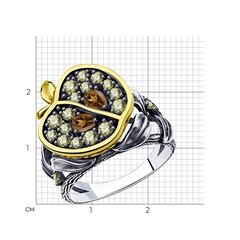 95010151 -Кольцо Половинка Яблока из позолоченого серебра с фианитами