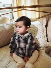 Боди с длинным рукавом и колготки в комплекте для девочек Next Q94-905, Серый, Бежевый