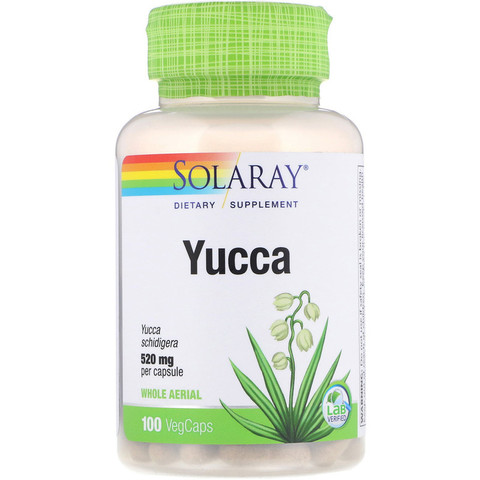 Solaray, Юкка, 520 мг, 100 капсул с оболочкой из ингредиентов растительного происхождения