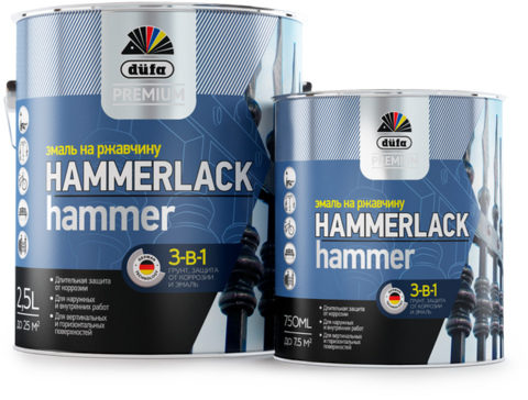 Dufa Premium HAMMERLACK/Дюфа Премиум Хаммерлак эмаль на ржавчину 3 в 1 молотковая