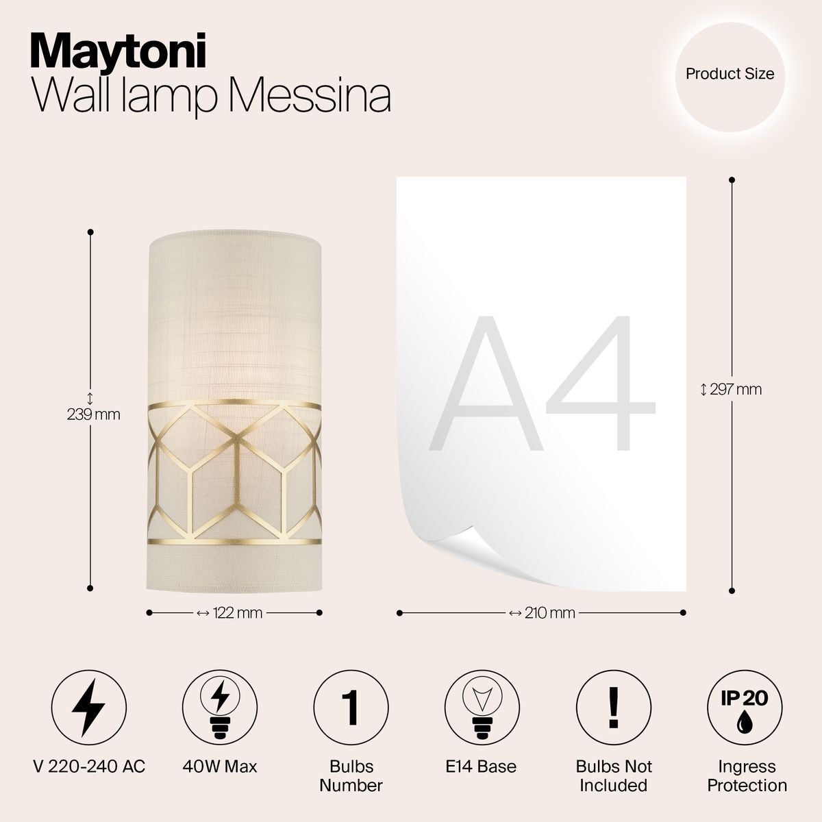 Настенный светильник Maytoni Messina H223-WL-01-G