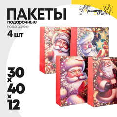 
          пакет 30 х 40 х 12 подарочный 4шт новогодний набор (красный)