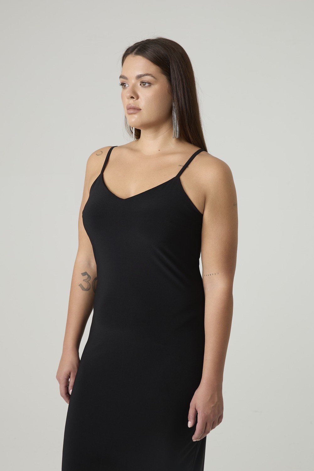 Платье-комбинация из трикотажа, черный