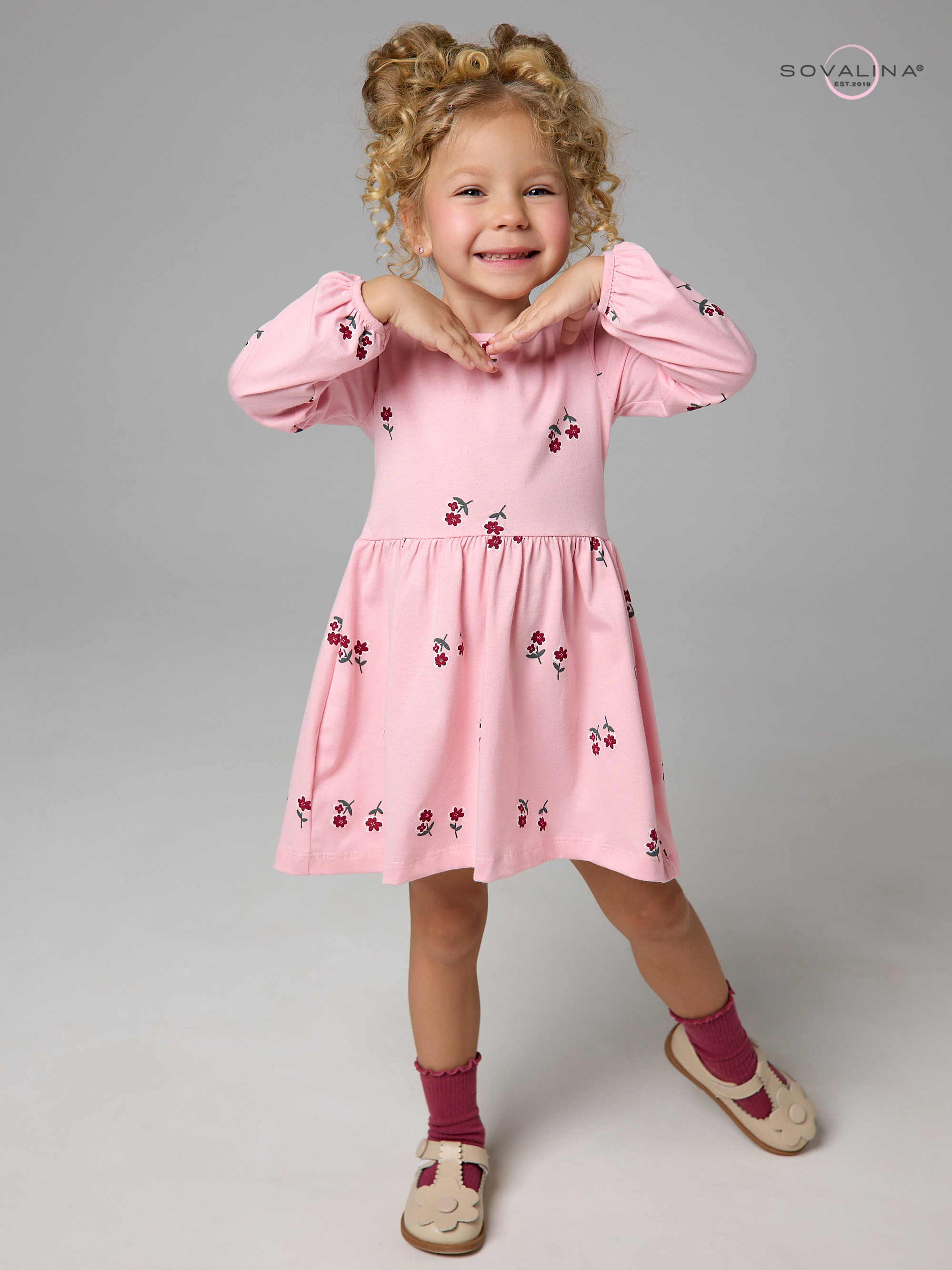 Платье Моана лютики роза