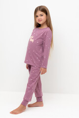 пижама  для девочки  К 1637/темная орхидея,сердечки и колокольчики