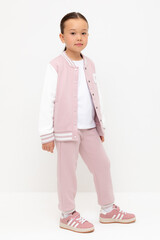 брюки  для девочки  КР 400782/розовый лед