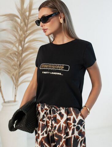 Нарядная футболка с блестящим принтом  D49.135 (131395)