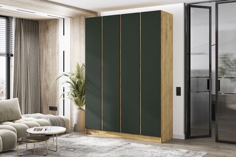 Келвин Шкаф 4-х ств. (1600) (Изумрудный, Дуб Крафт)