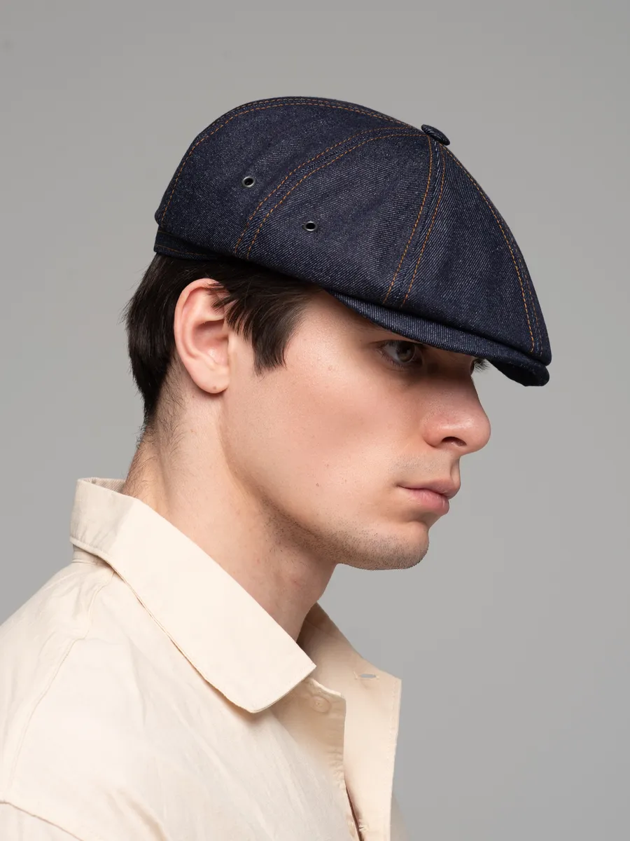 Кепка восьмиклинка джинсовая осенняя