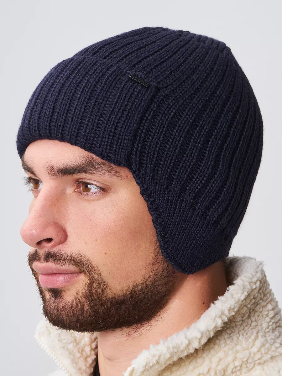 Шапка ушанка зимняя вязаная на флисе