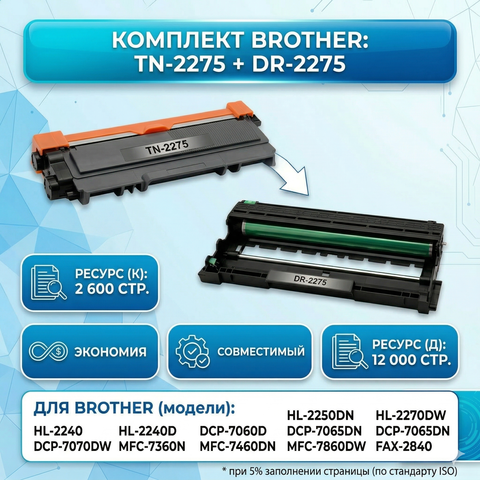 Комплект Brother TN-2275 + DR-2275: Готовый печатный блок