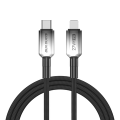 Кабель для быстрой зарядки 27W в тканевой черной оплетке длина 100см (1м) с разъемом Type C на Lightning, серия WLCM Series от Dux Ducis