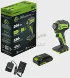 Гайковерт ударный аккумуляторный Greenworks G24IW200, 24V, б/щет, 3/8'', 200Нм, 1х2Ач, ЗУ, кор (3803607CUA)