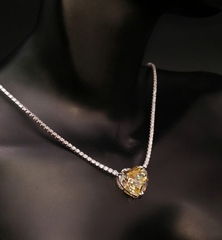 70537 - Колье-дорожка Heart из серебра с цирконами с  подвеской  сердце из желтого кварца