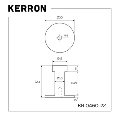 Крючок однорожковый черный матовый - 72мм, KR 0460-72 BL «KERRON»