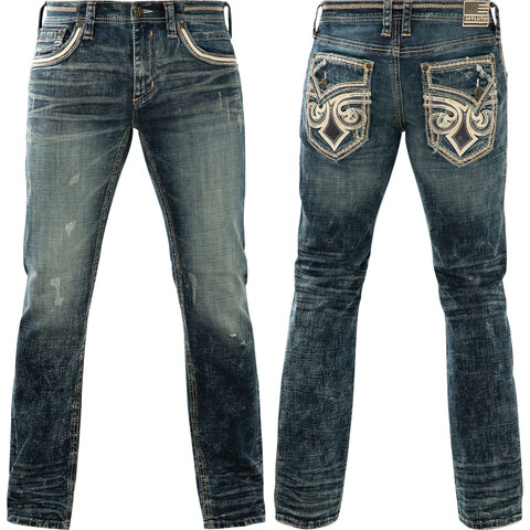 Affliction | Джинсы мужские Ace Fleur Hawkye 110SS247 перед и сзади