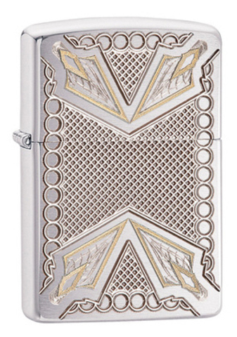 Зажигалка Zippo Armor с покрытием Brushed Chrome, латунь/сталь, серебристая, матовая, 36x12x56 мм
