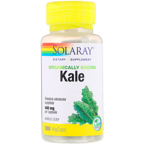 Solaray, Капуста, выращенная с использованием органических методик, 440 мг, 100 капсул с оболочкой из ингредиентов растительного происхождения