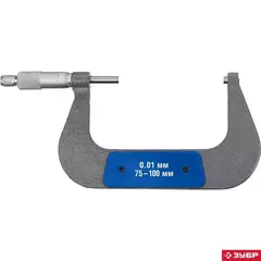 ЗУБР МК 100, 75 - 100 мм, гладкий механический микрометр, Профессионал (34480-100)