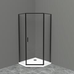 BelBagno UNO-195-P-1-100-C-NERO Душевой уголок пятиугольный с одной распашной дверью.  Стекло 5 мм в двери, 4 мм в неподвижных стенках, прозрачное, чёрный фото