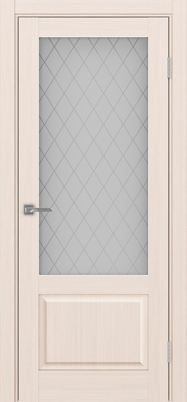 Дверь межкомнатная Оптима Порте Тоскана 640.21 ОФ3, цвет перламутровый ясень, экошпон, стекло кристалл