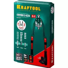 KRAFTOOL Combo3-M12, 3 вида заклёпок, комбинированный складной заклепочник в кейсе (31182)
