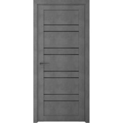 Купить Межкомнатная дверь экошпон Дублин бетон темный стекло графит