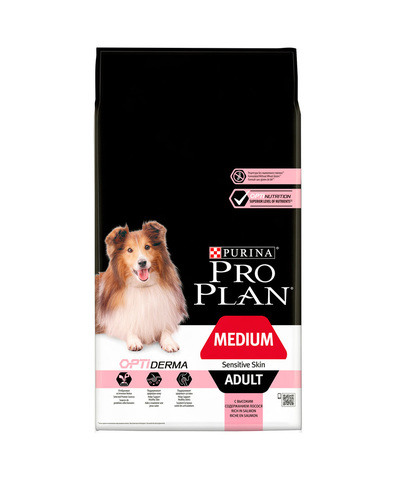 Pro Plan сухой корм для взрослых собак средних пород с чувствительной кожей (лосось) 1,5 кг