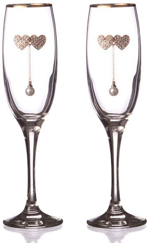 Набор бокалов для шампанского с золотой каймой 