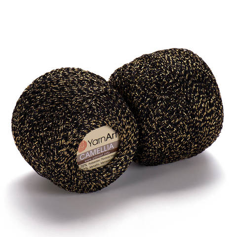 Пряжа YarnArt Camellia арт. 413 черный с золотом