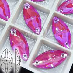 Купите яркие неоновые пришивные стразы в Москве Navette Neon Rose Shimmer для украшения купальника