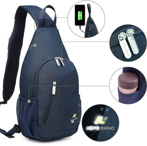 Картинка рюкзак однолямочный Nevo Rhino 8999-nw Blue - 5