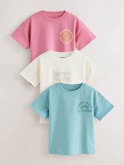 Футболка для девочки Next AG5-836, 3 шт., Розовый, Голубой, Белый