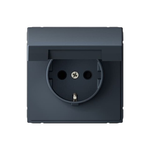 Розетка электрическая 2К+З со шторками и крышкой 16А 250 В IP20. Цвет Грифель. Systeme electric серия ArtGallery. GAL000746S