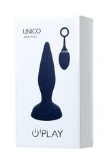 Синяя анальная вибровтулка OPlay Unico с пультом ДУ - 13,5 см. - 