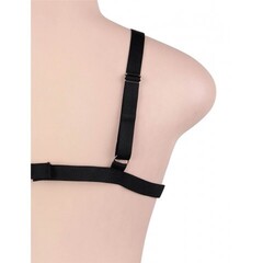 Комплект белья: бра и стринги с ремешками черные (размер XL-2XL)