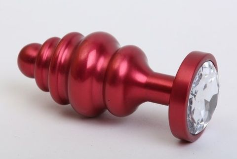 Красная металлическая фигурная пробка с прозрачным стразом - 7,3 см. - 4sexdreaM 47426-4