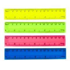 Линейка пластиковая цветная 15 см "ALINGAR"