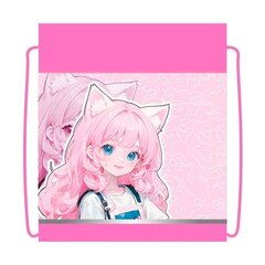 
          Мешок для сменной обуви, 1 отделение, ПЧЕЛКА, 340х420 мм, ткань, светоотражающая полоса, карман, "Девочка-кошка", розовый