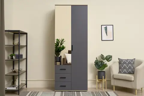 Шкаф 2-х створчатый Вегас ШК-03 дуб каньон / графит