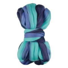 Шерсть для валяния "ТРО", полутонкая шерсть, 100г, лес.колокольчик/бирюза/джинс