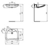 Ideal Standard Maia T531301 Раковина специальная 65X52 см, 1 отверстие под смеситель, с отверстием перелива, фронтальная сторона эргономично вогнута для облегчения использования человеком в инвалидной коляске