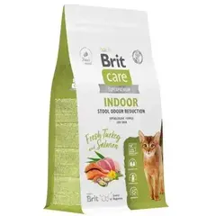 Корм для кошек сухой Брит BRIT CARE Cat Indoor Stool Odour Reduction, с индейкой и лососем, 1,5 кг