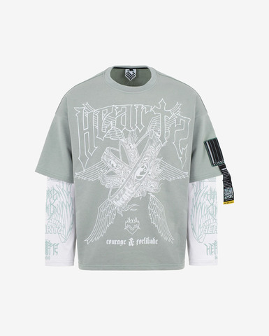 Лонгслив Heartz Courage & Fortitude Layered Kimono Light-Green