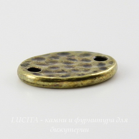 Коннектор овальный TierraCast "Hammertone" (1-1) 13х9 мм (цвет-античная латунь) ()