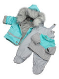 Зимний комплект с полукомбинезоном - Мята. Одежда для кукол, пупсов и мягких игрушек.