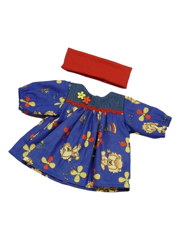 Платье с джинсовой кокеткой - Синий. Одежда для кукол, пупсов и мягких игрушек.